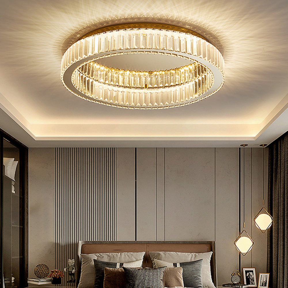 Aure | Elegant Golden Crystal Ring Ceiling Light