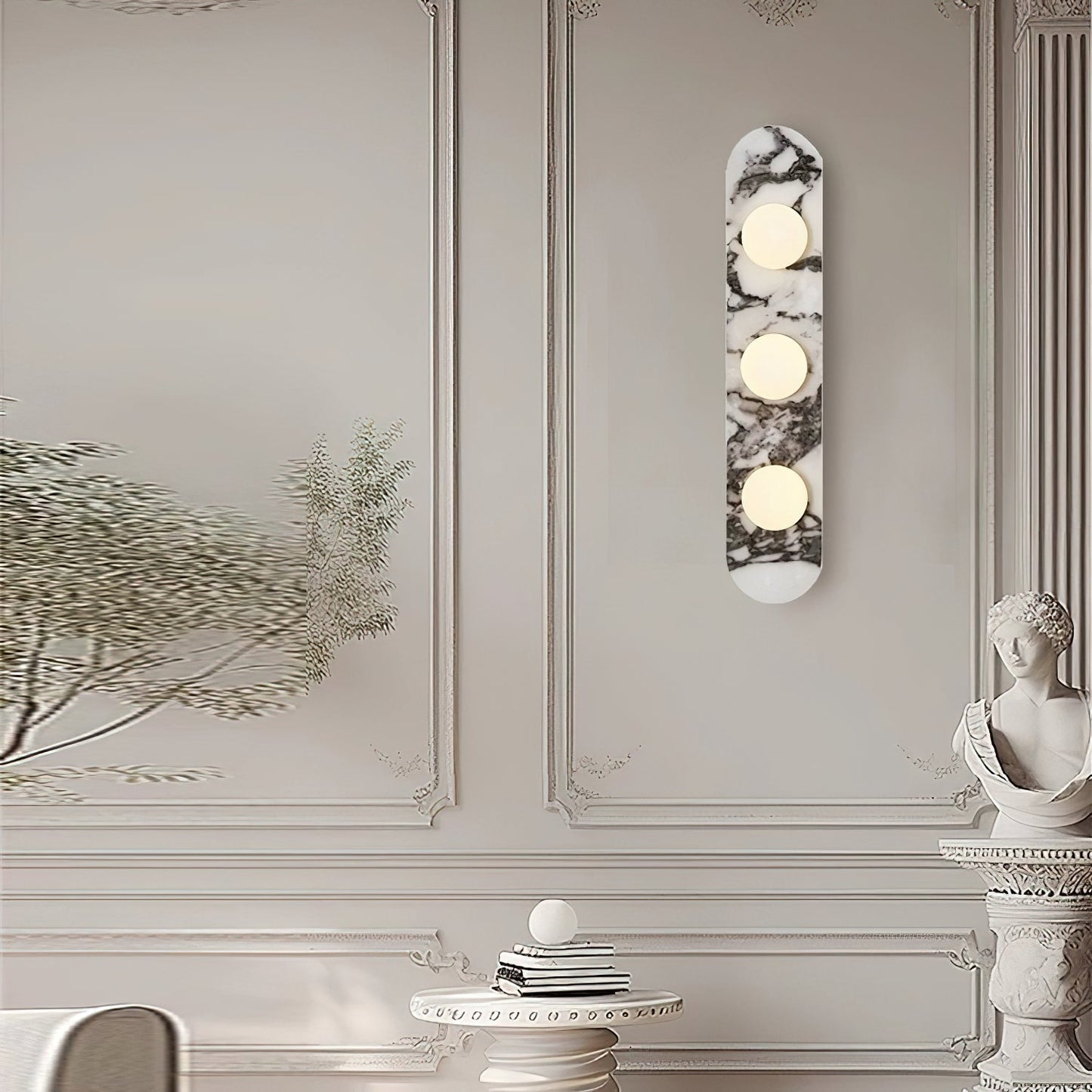 Solvintra | Italian Marble Sculptural Glass Globe Sconce Wall Light