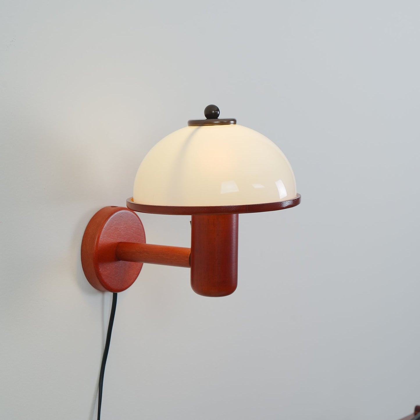 Belmontis | Mushroom Silhouette Curved Wooden Shade Wall Light