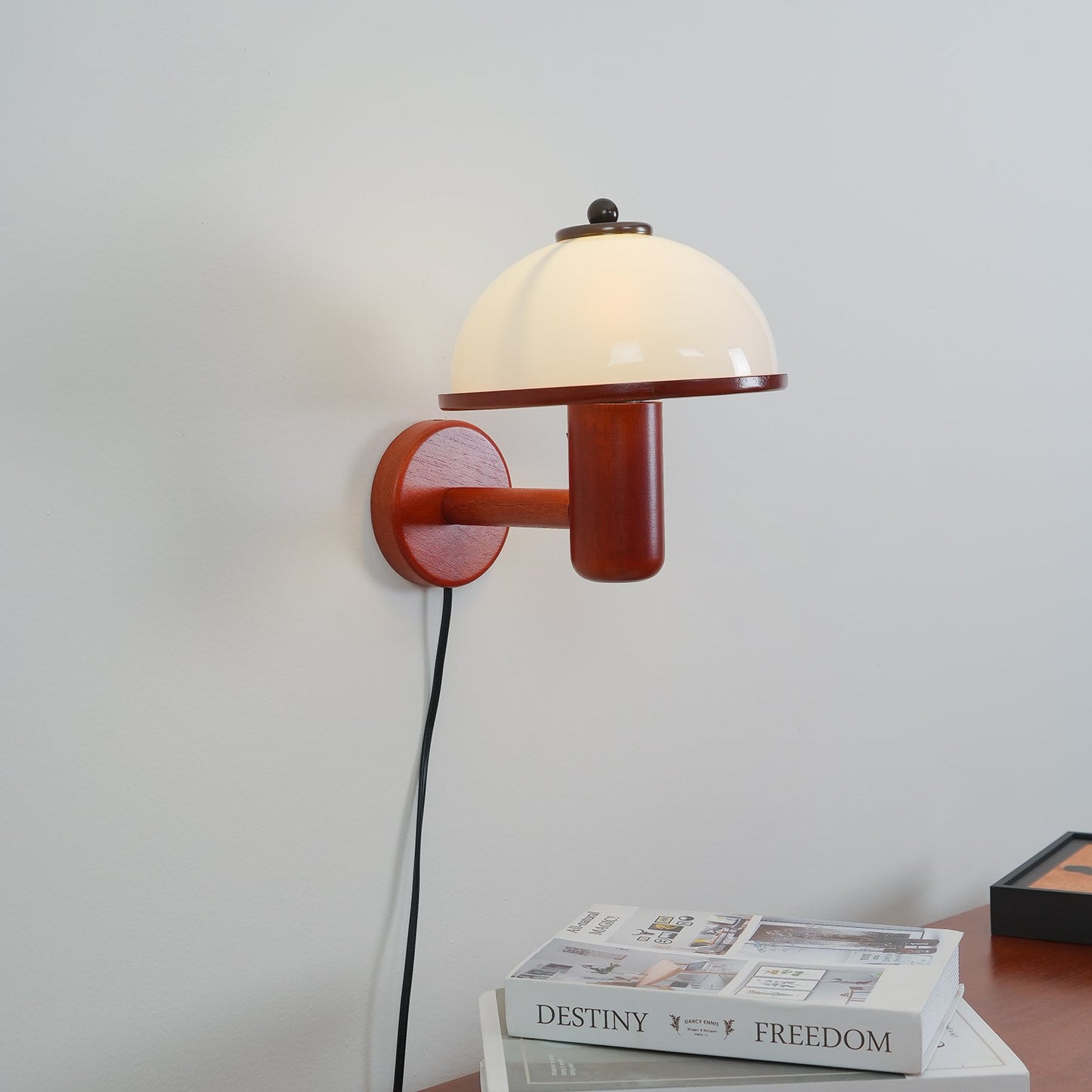 Belmontis | Mushroom Silhouette Curved Wooden Shade Wall Light
