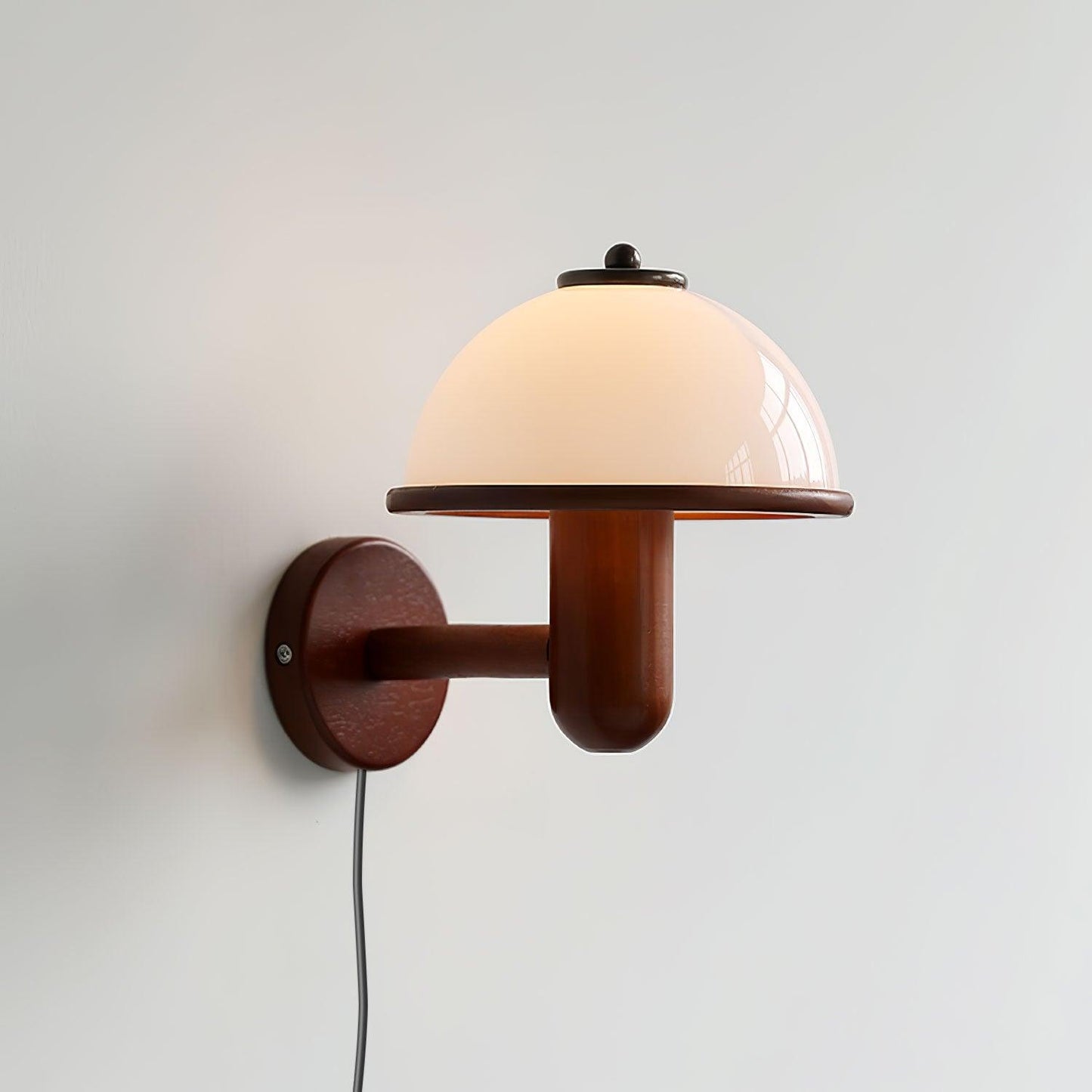 Belmontis | Mushroom Silhouette Curved Wooden Shade Wall Light
