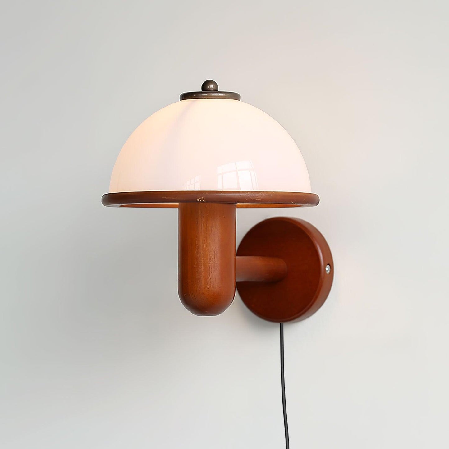 Belmontis | Mushroom Silhouette Curved Wooden Shade Wall Light