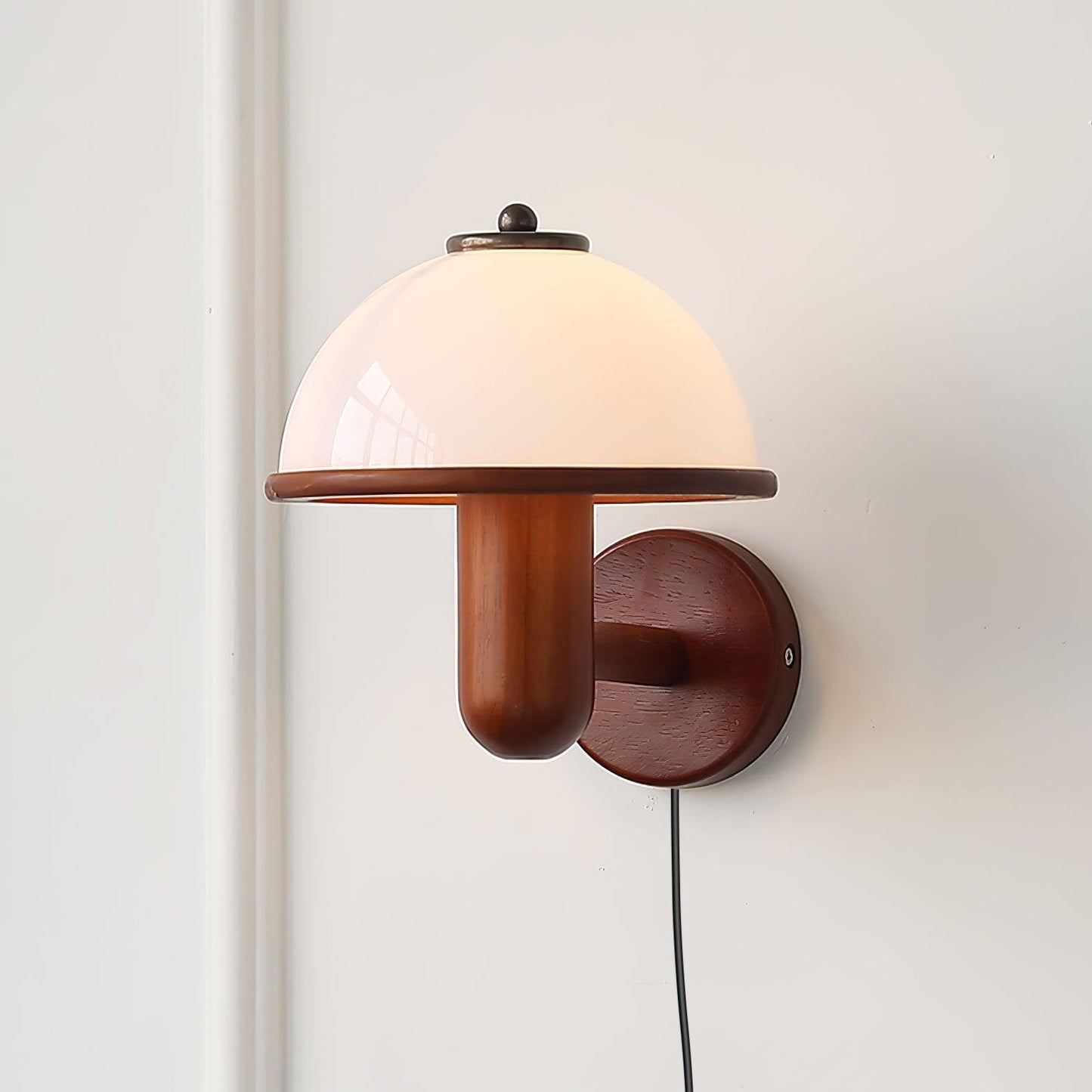 Belmontis | Mushroom Silhouette Curved Wooden Shade Wall Light