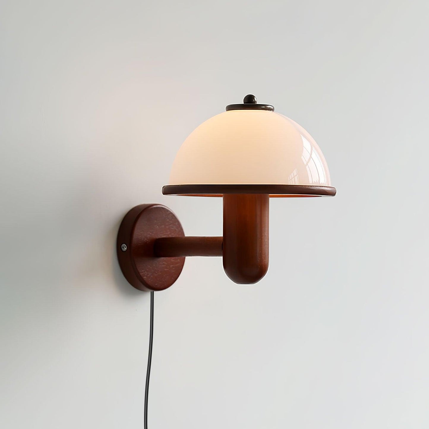 Belmontis | Mushroom Silhouette Curved Wooden Shade Wall Light