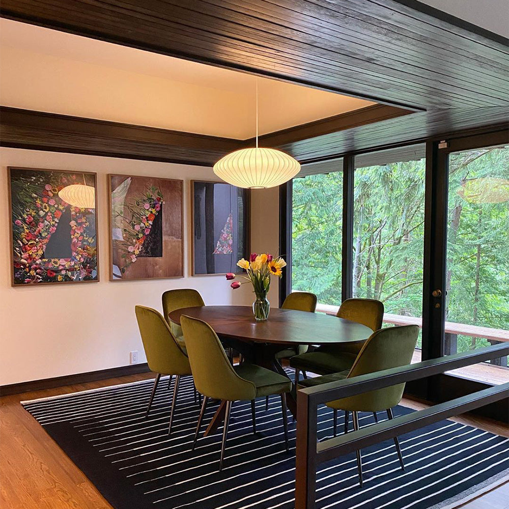 Vela | Mid Century Ribbed White Lantern Ceiling Light