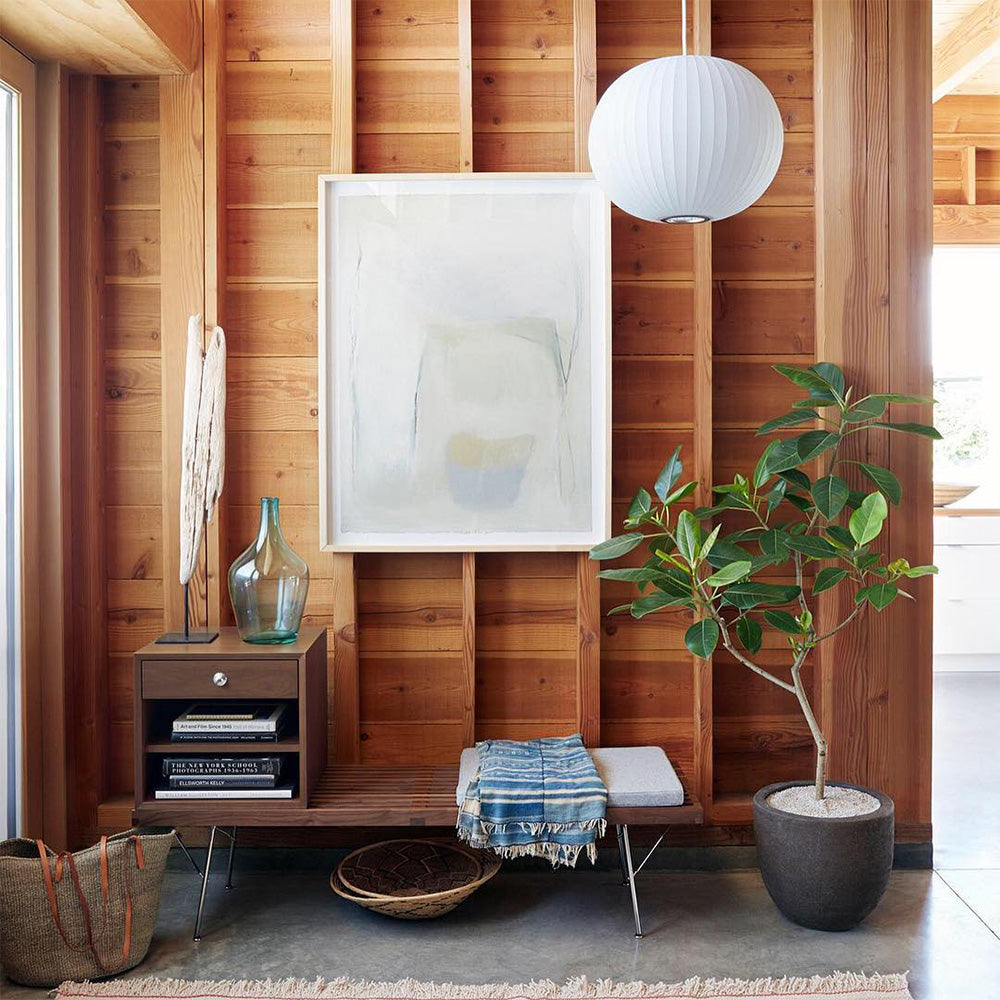 Vela | Mid Century Ribbed White Lantern Ceiling Light