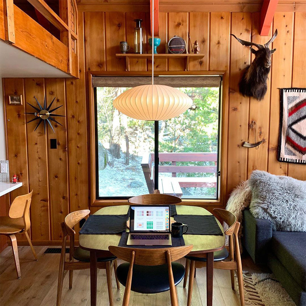 Vela | Mid Century Ribbed White Lantern Ceiling Light