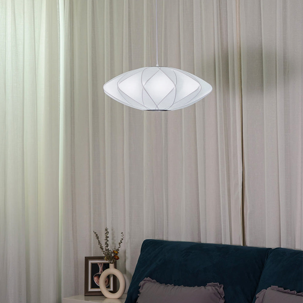 Vela | Mid Century Ribbed White Lantern Ceiling Light