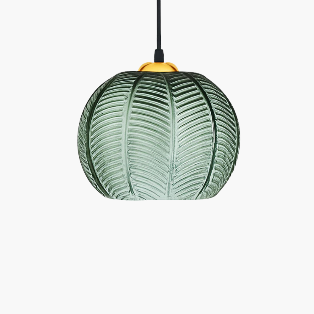Nexalys | Ornate Leaf Pattern Ovoid Glass Pendant Light