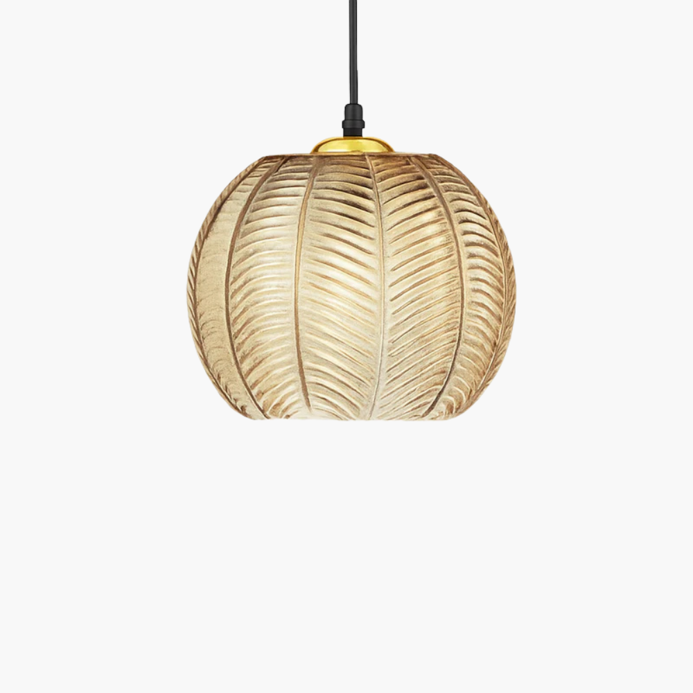 Nexalys | Ornate Leaf Pattern Ovoid Glass Pendant Light