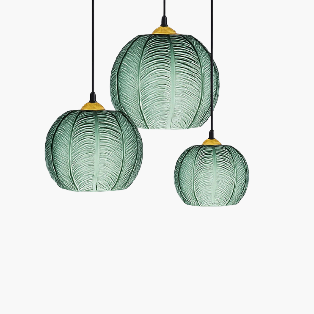 Nexalys | Ornate Leaf Pattern Ovoid Glass Pendant Light