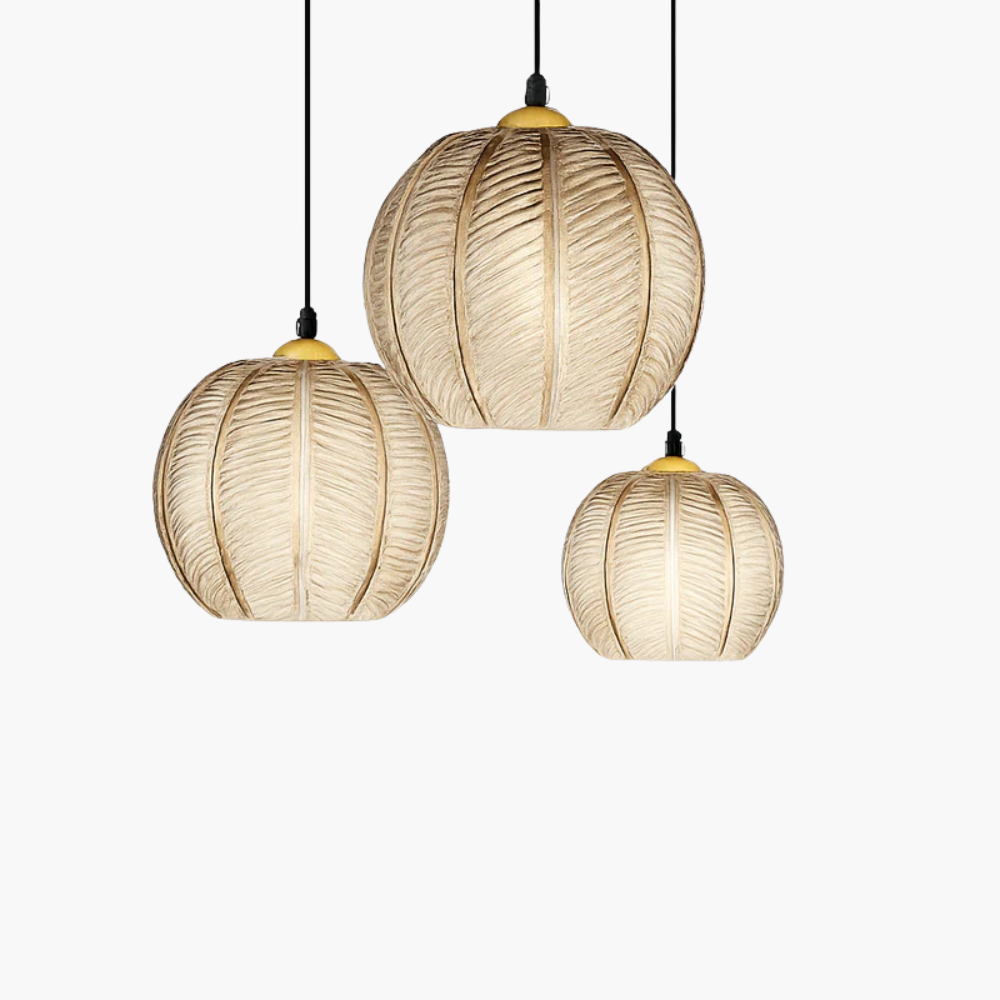 Nexalys | Ornate Leaf Pattern Ovoid Glass Pendant Light