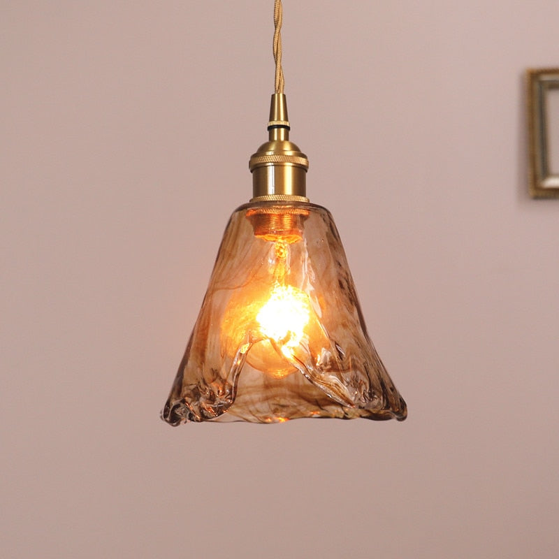 Lerius | Geometric Industrial Brass Handcrafted Glass Pendant Light