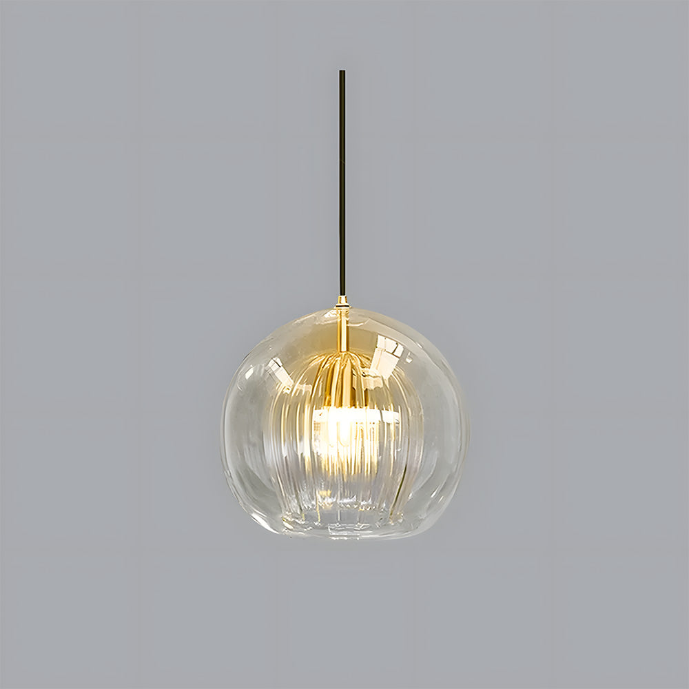 Orbia | Contemporary Ribbed Globe Drop Pendant Light