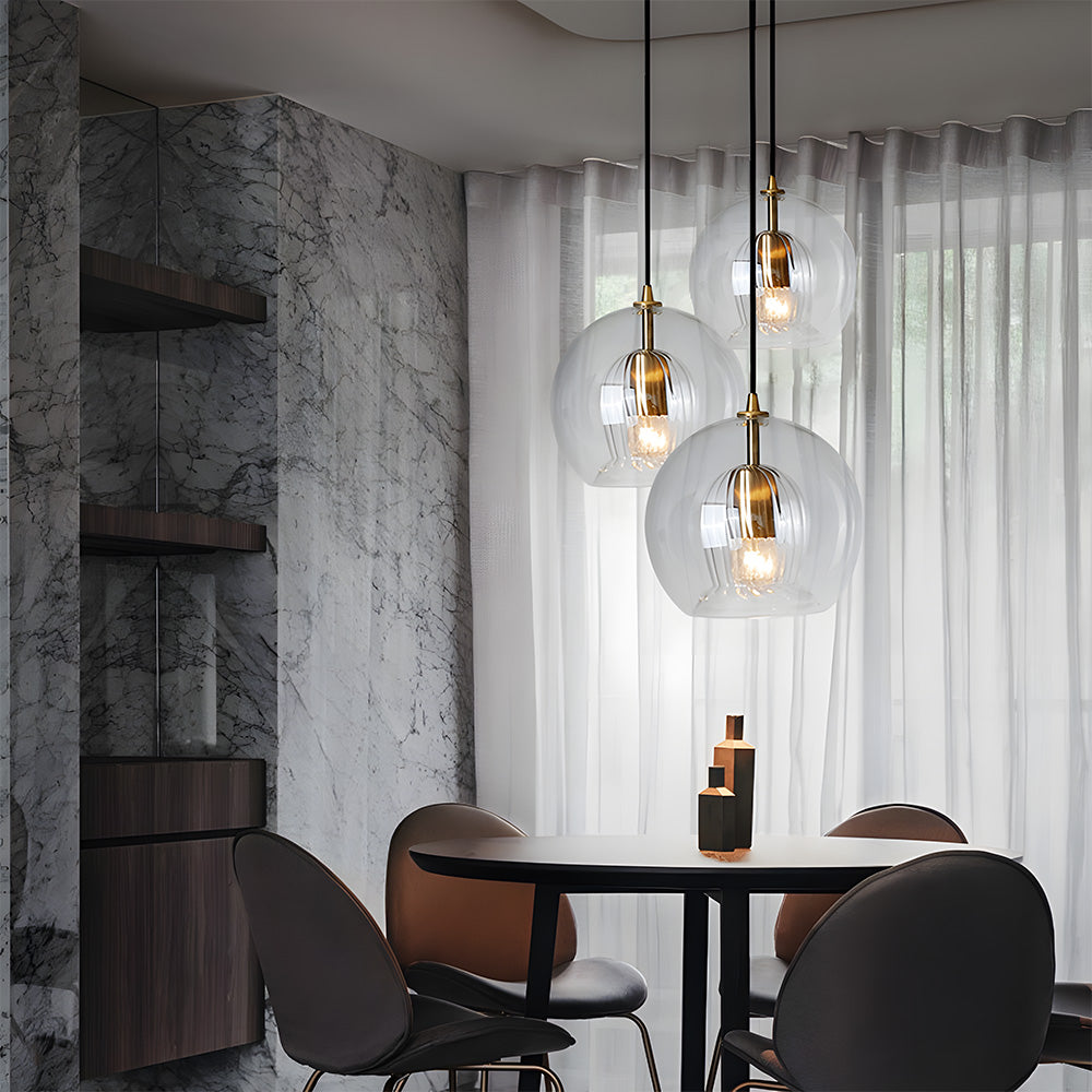 Orbia | Contemporary Ribbed Globe Drop Pendant Light