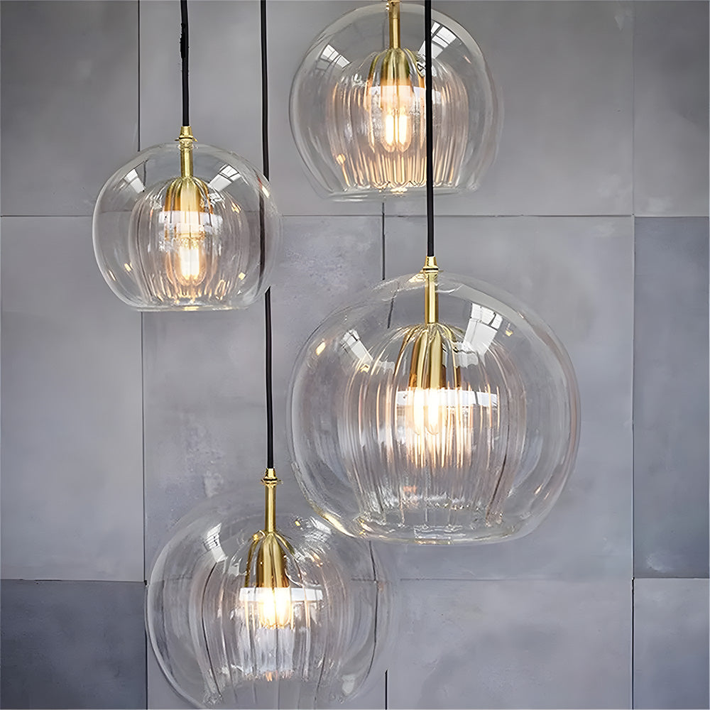 Orbia | Contemporary Ribbed Globe Drop Pendant Light