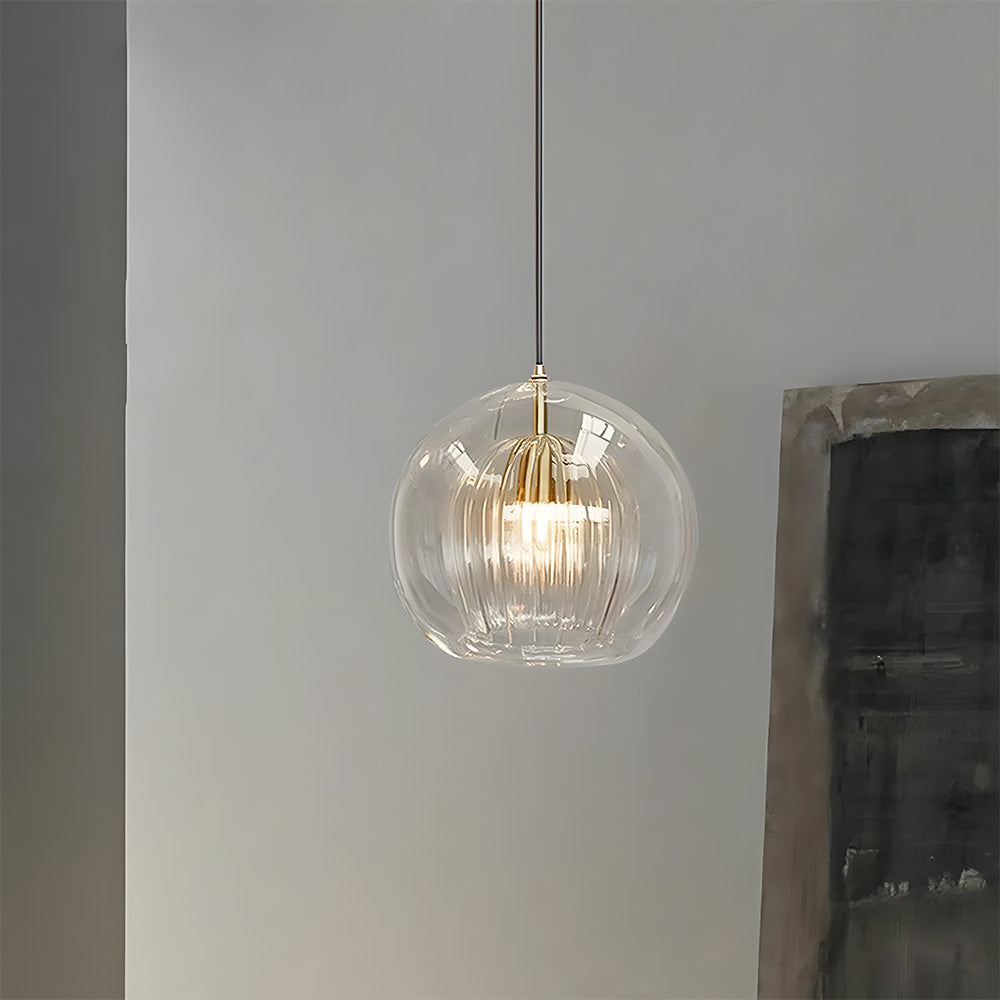 Orbia | Contemporary Ribbed Globe Drop Pendant Light