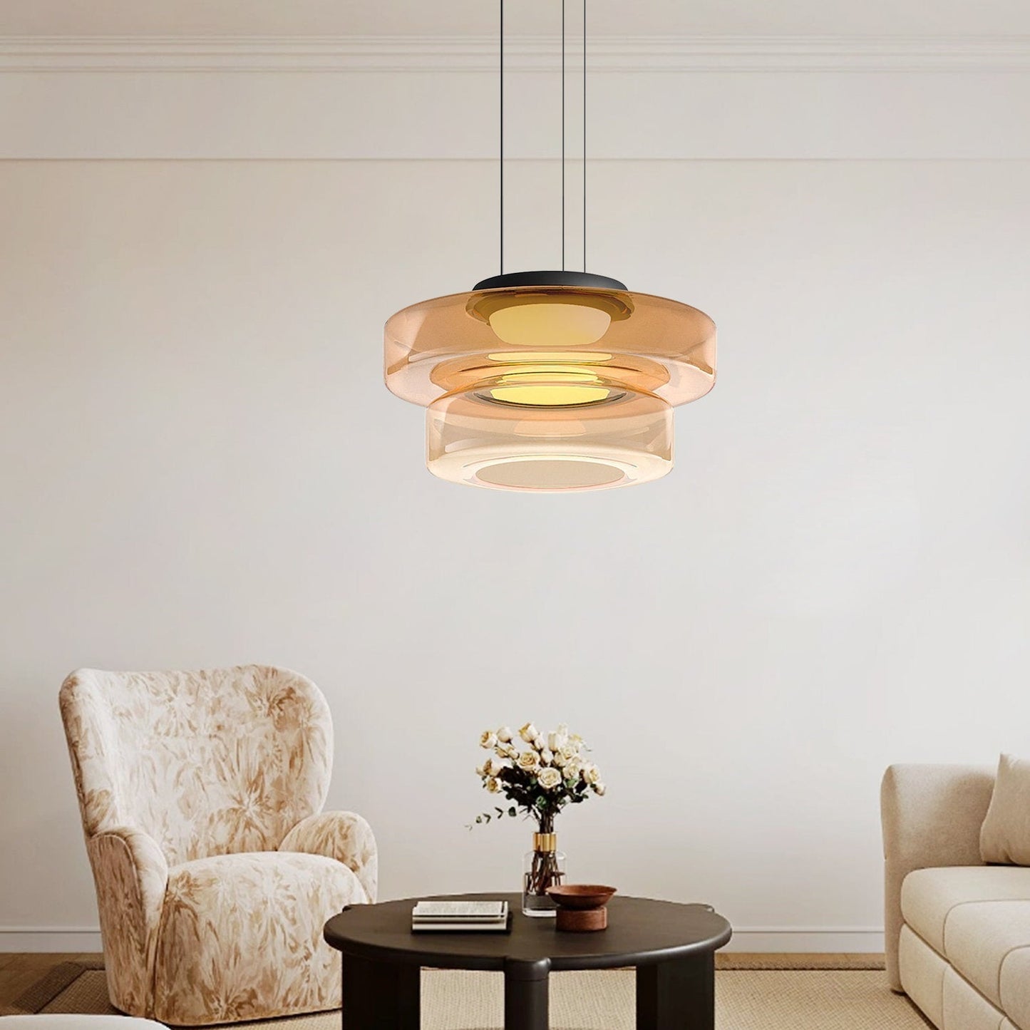 Ambera | Sleek Translucent Tiered Glass Pendant Lamp