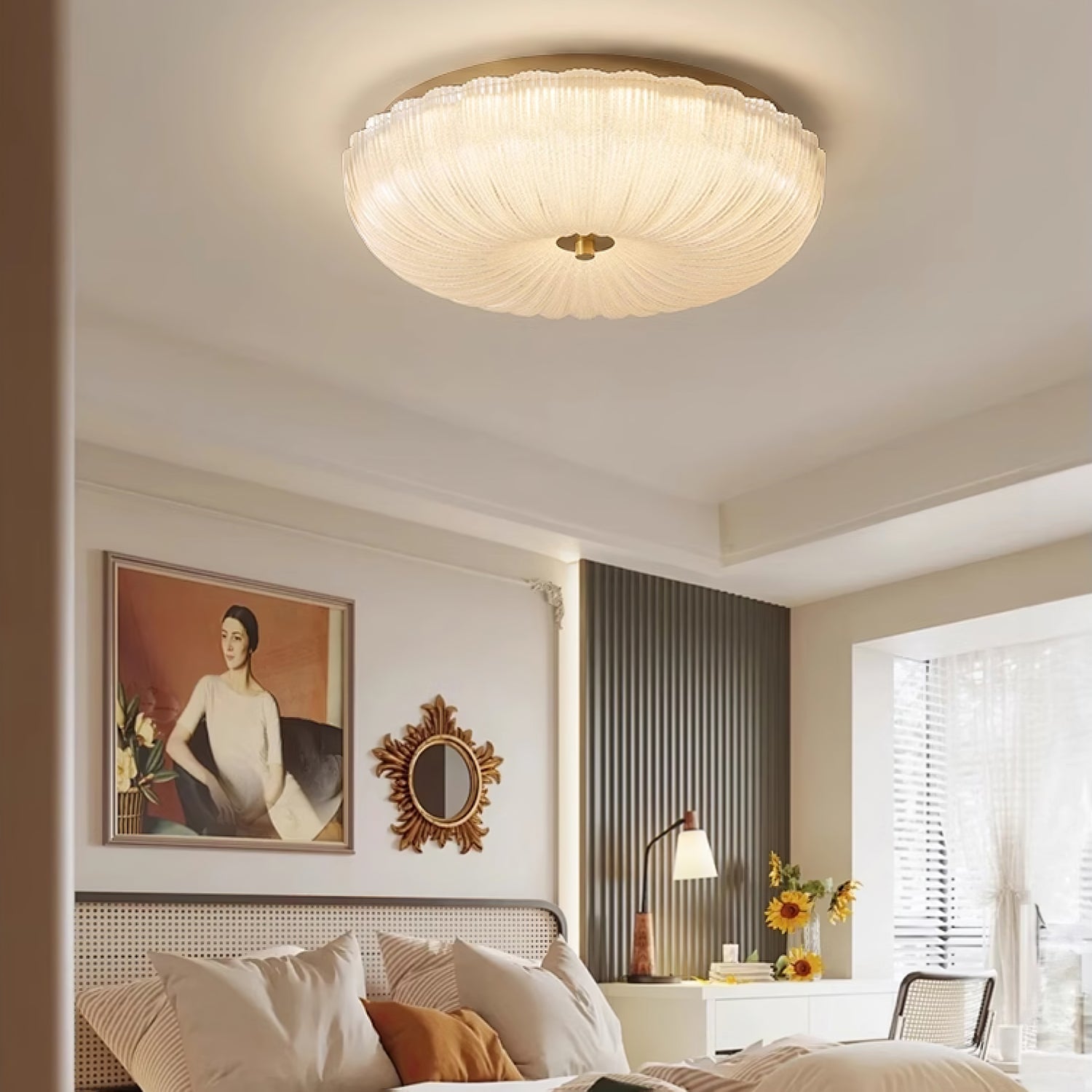 Halo | Elegant Textured Ripple Glass Ceiling Light