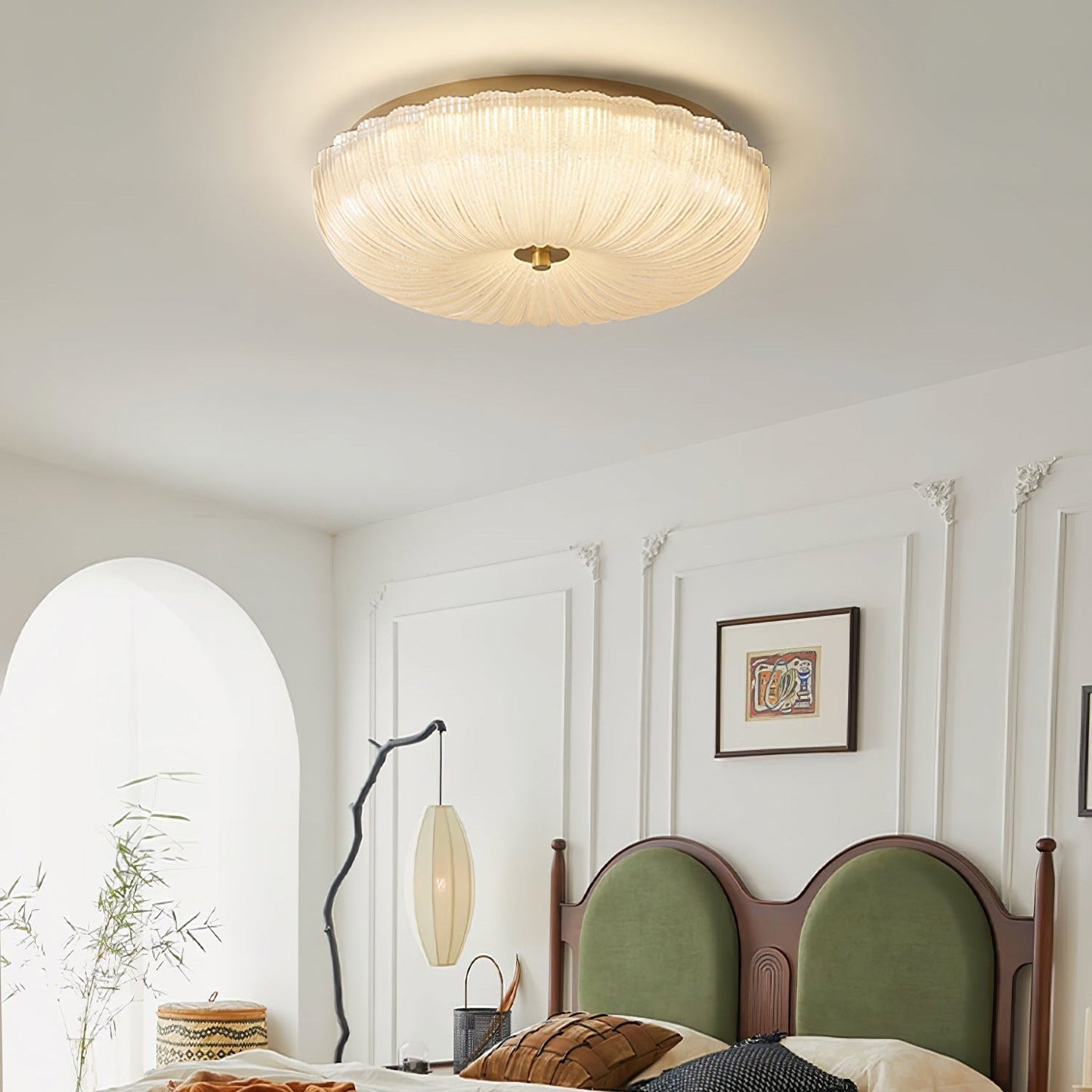 Halo | Elegant Textured Ripple Glass Ceiling Light