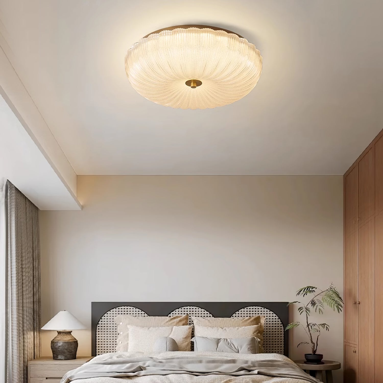 Halo | Elegant Textured Ripple Glass Ceiling Light