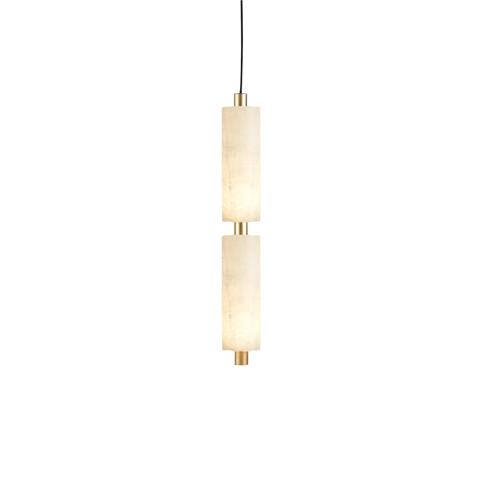 Lythara | Linear Minimalist Alabaster Stone Column Pendant Light