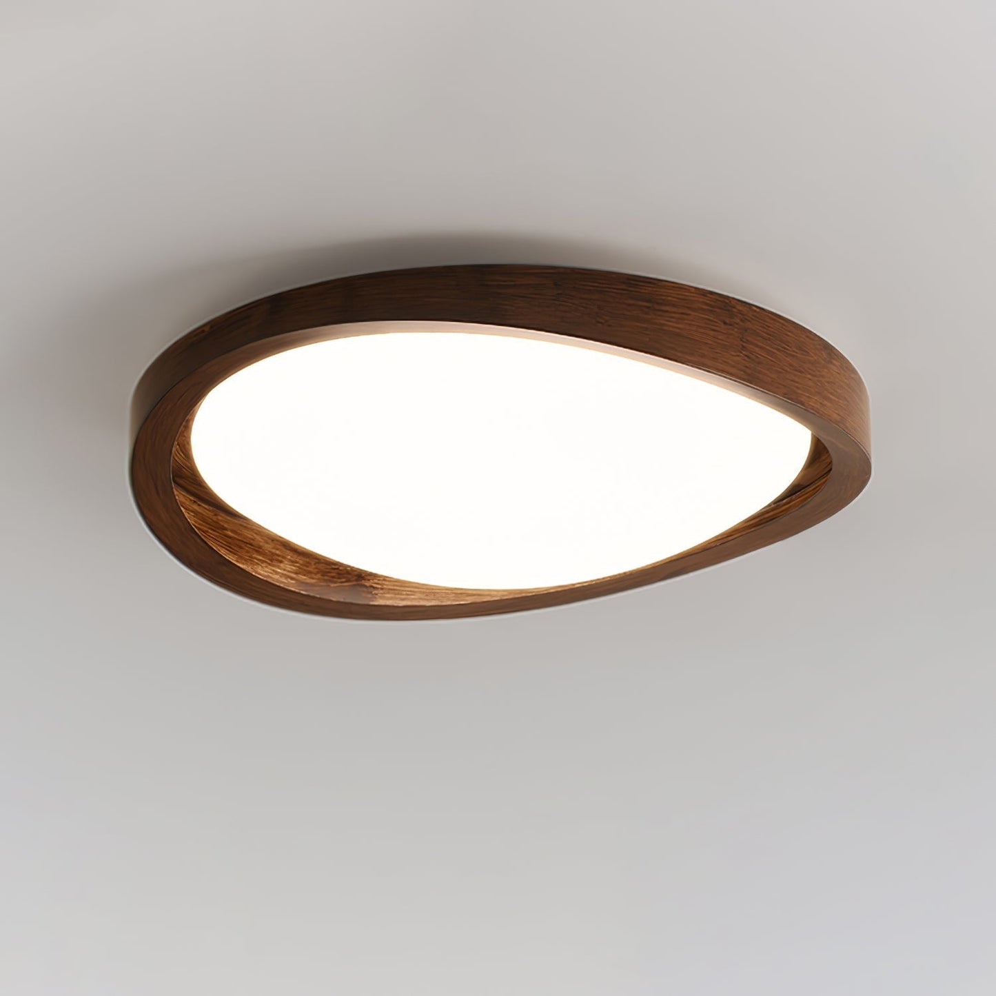 Kaelisyn | Organic Curved Wooden Geometric Silhouette Flush Mount Ceiling Light