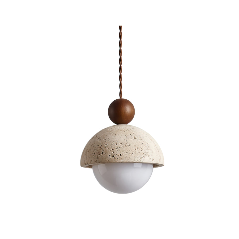 Kaelith | Organic Travertine Dome Glass Globe Pendant Light