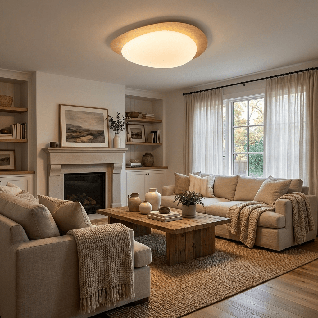 Elenorris | Sculptural Pebble Silhouette Flush Mount Ceiling Light