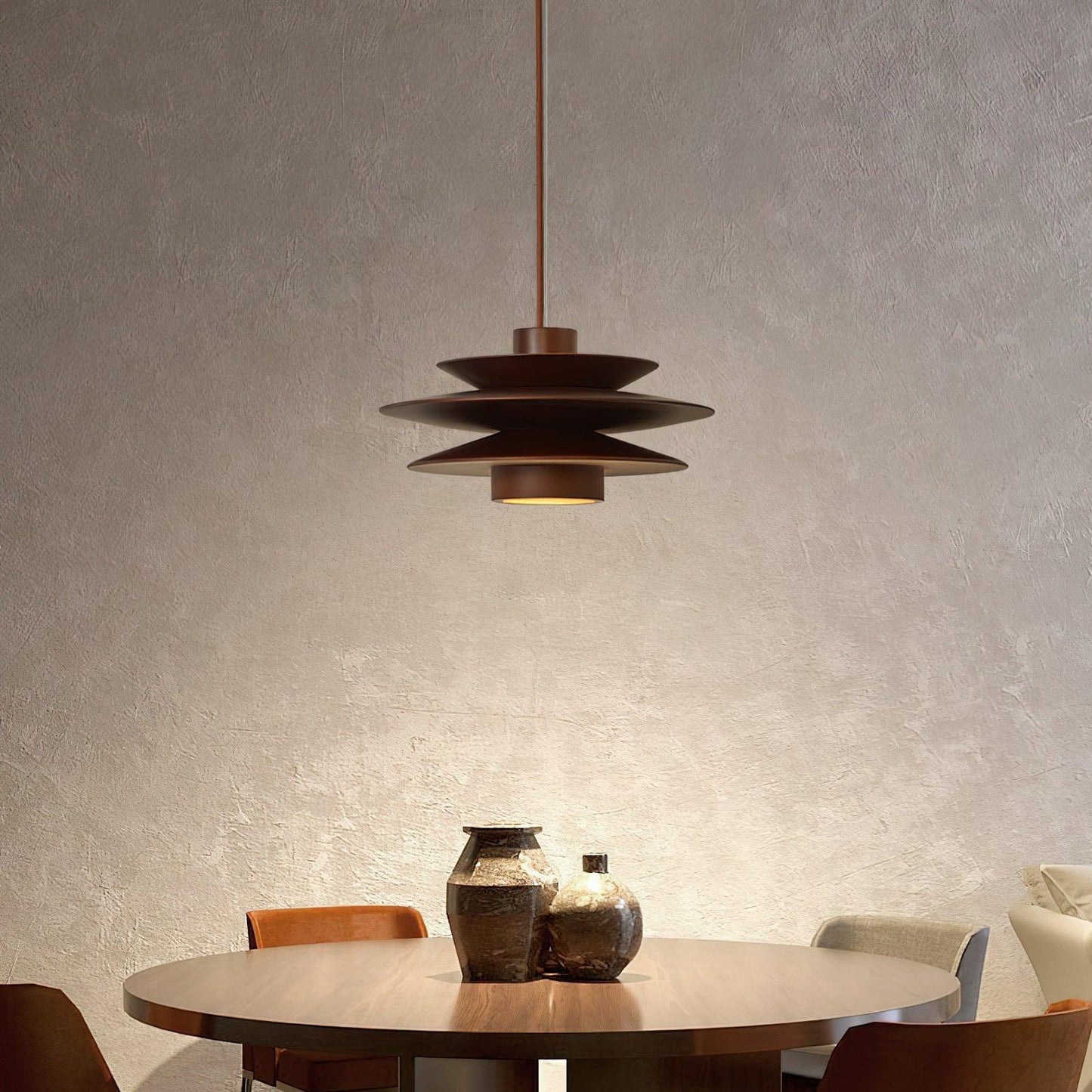 Aerislys | Mid Century Tiered Wood Discs Pendant Light