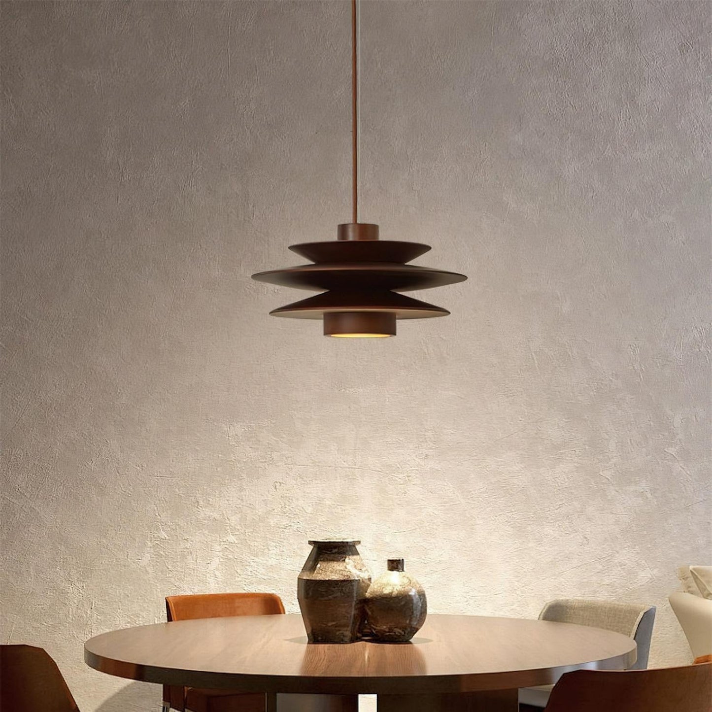 Aerislys | Mid Century Tiered Wood Discs Pendant Light