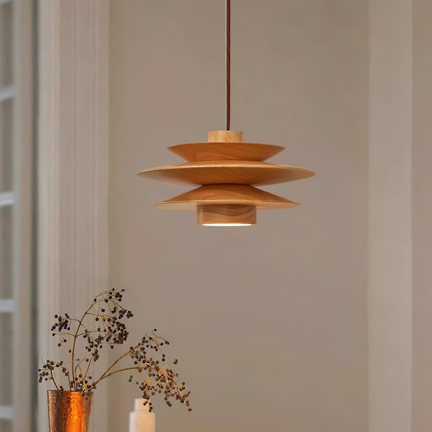 Aerislys | Mid Century Tiered Wood Discs Pendant Light