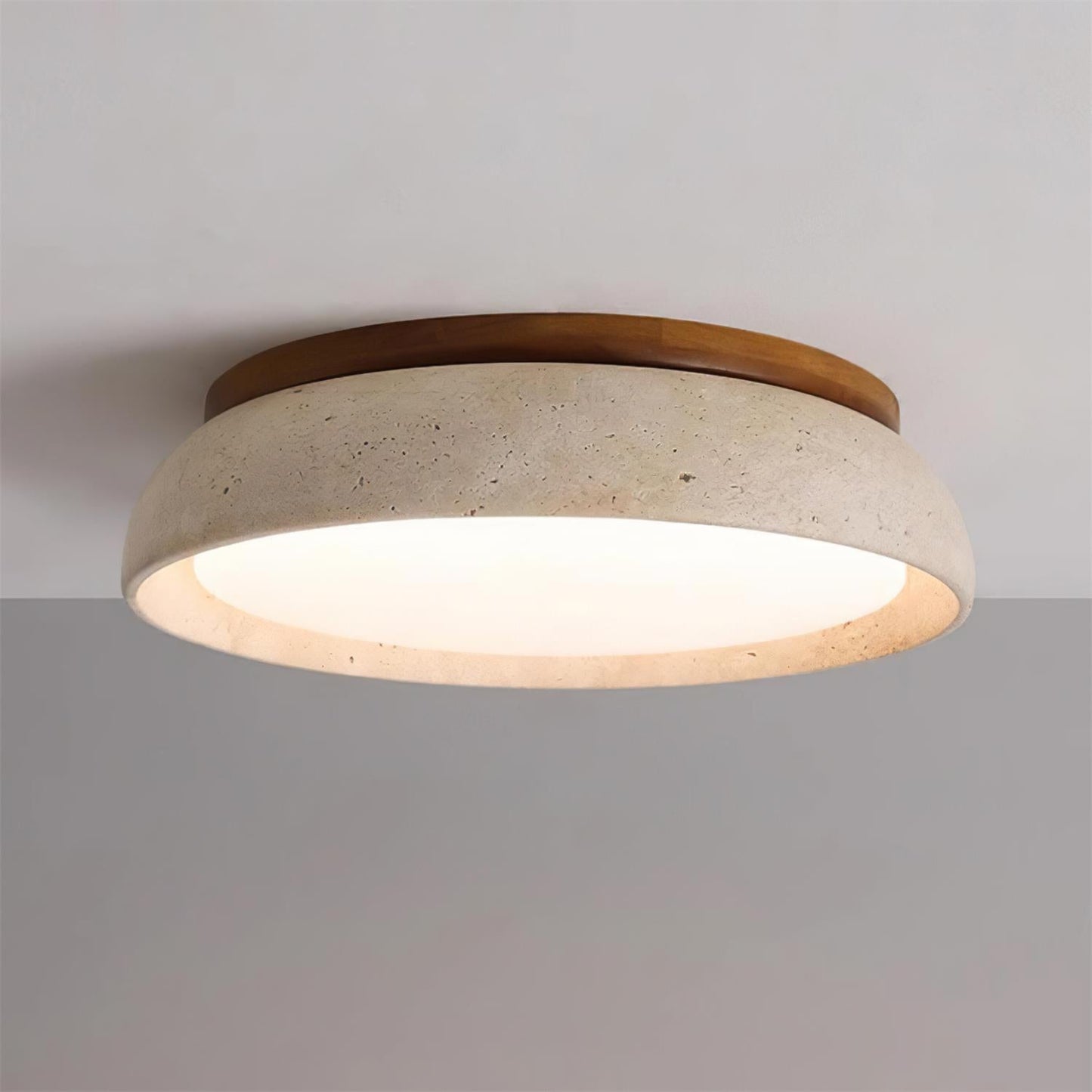 Caelum | Natural Round Travertine Flush Mount Ceiling Light