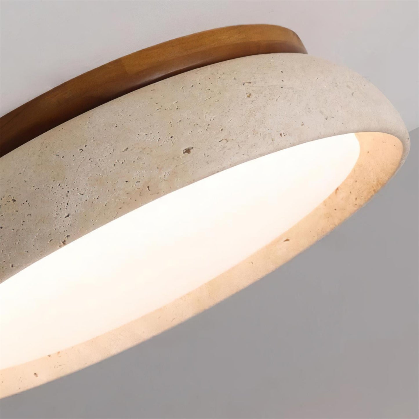 Caelum | Natural Round Travertine Flush Mount Ceiling Light