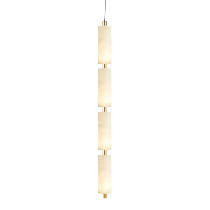 Lythara | Linear Minimalist Alabaster Stone Column Pendant Light