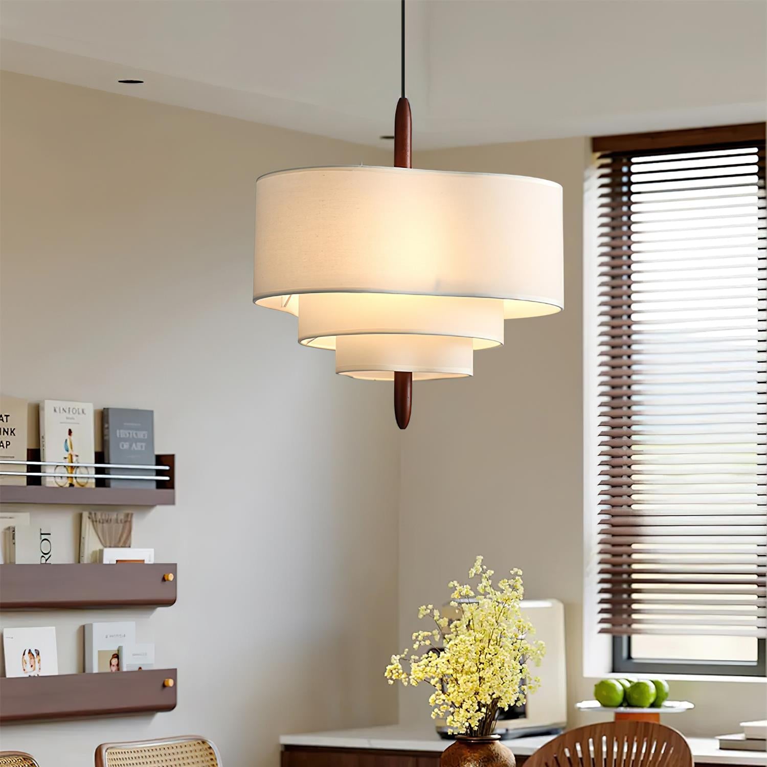 Elow | Modern Scandi Pleated Fabric Drum Pendant Light