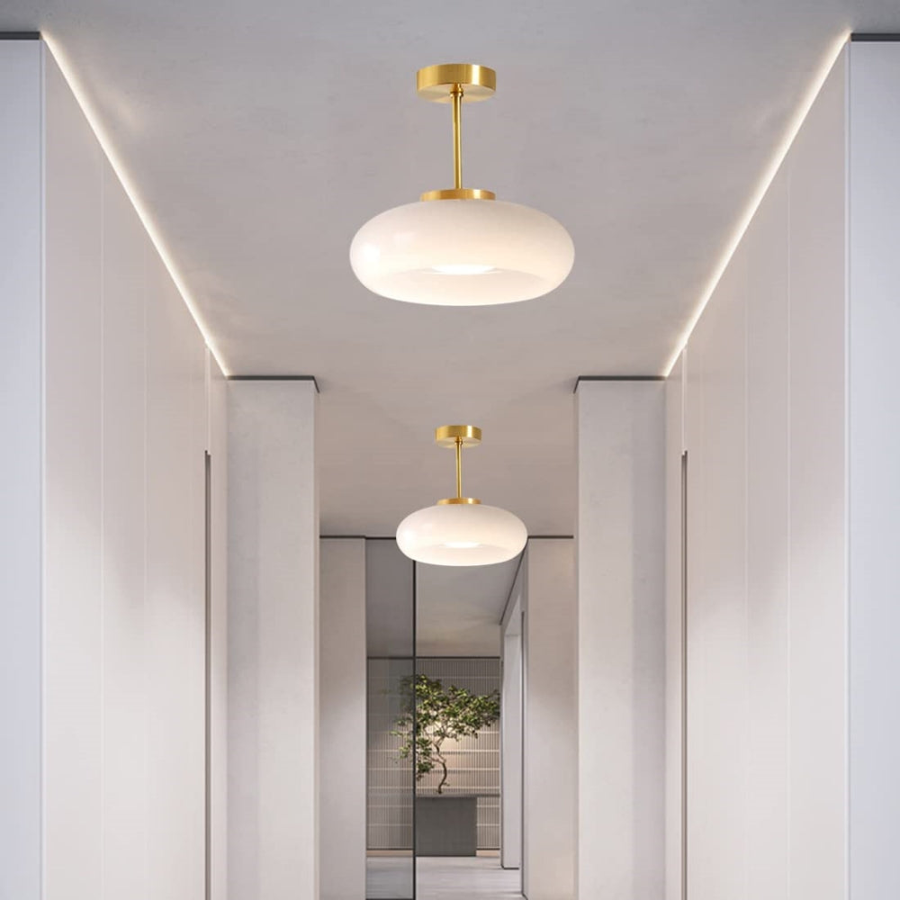 Vitrea | Retro Glossy Dome Semi Flush Ceiling Light