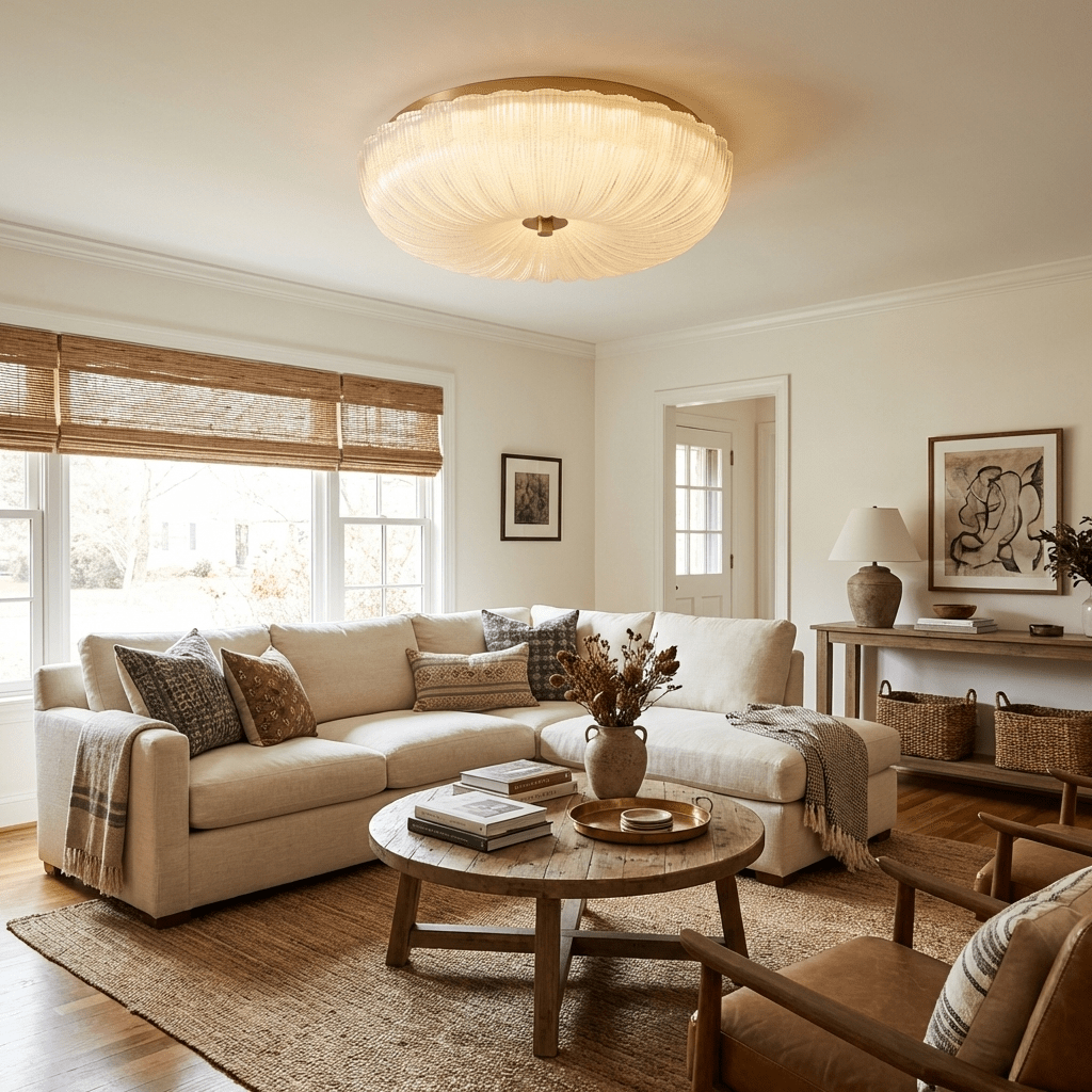 Kendrovia | Nordic Fluted Shimmer Glass Ceiling Light