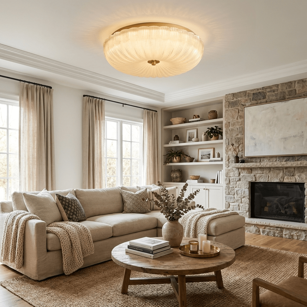 Kendrovia | Nordic Fluted Shimmer Glass Ceiling Light