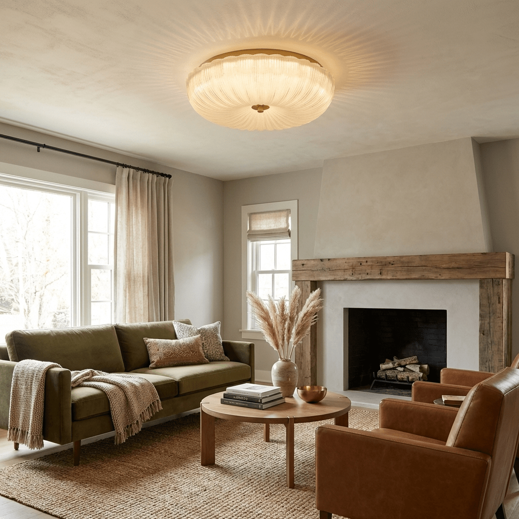 Kendrovia | Nordic Fluted Shimmer Glass Ceiling Light