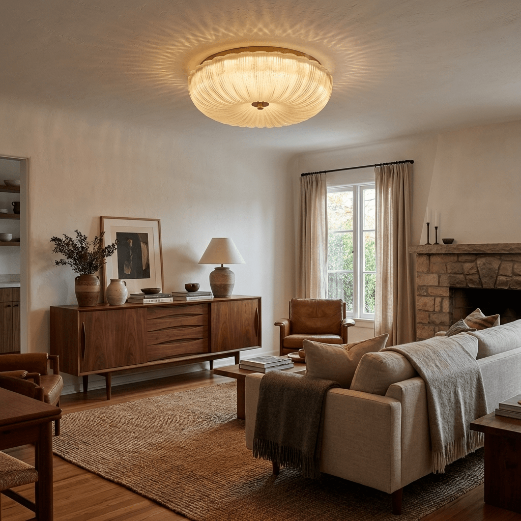 Kendrovia | Nordic Fluted Shimmer Glass Ceiling Light