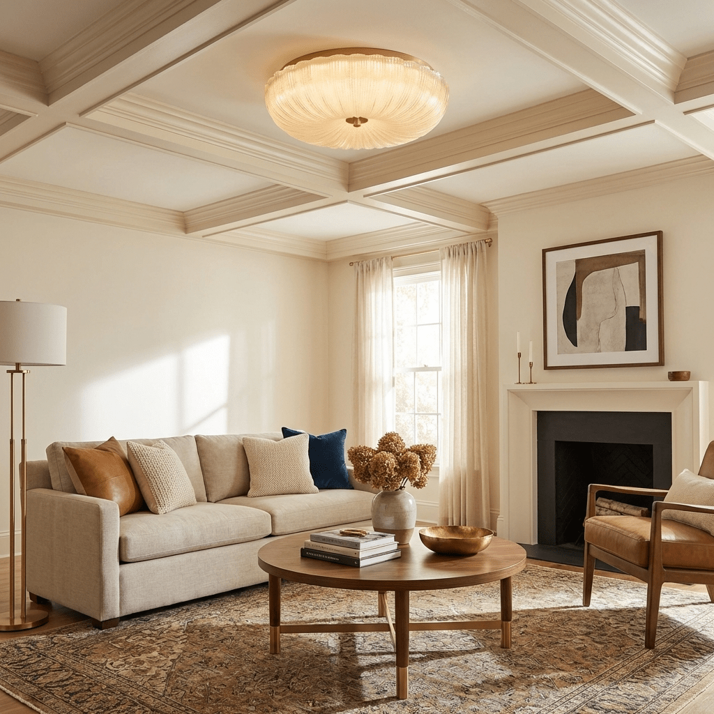 Kendrovia | Nordic Fluted Shimmer Glass Ceiling Light