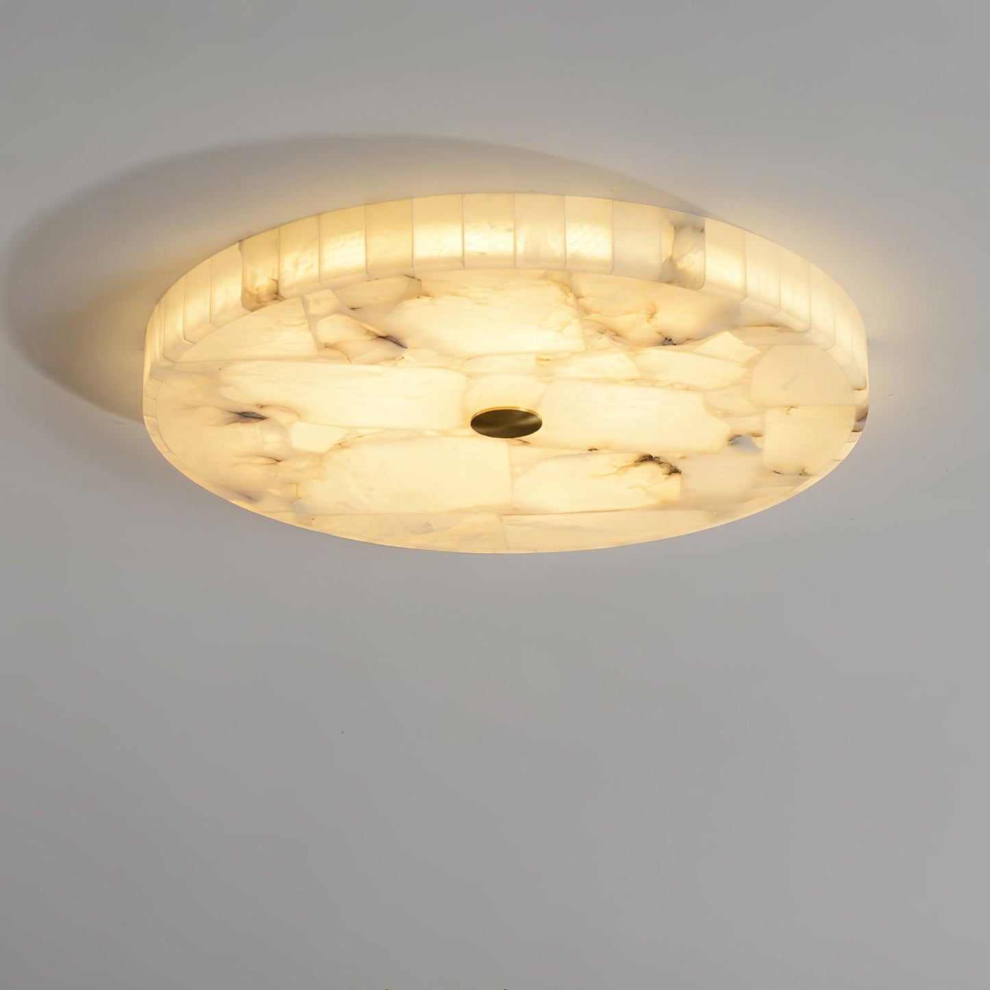 Lysande | Disk Shaped Alabaster Stone Flush Mount Ceiling Light