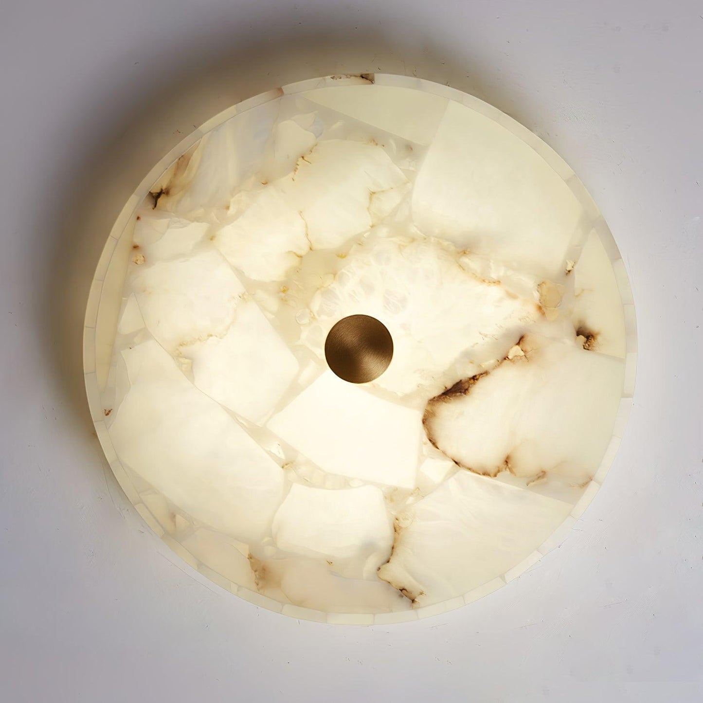 Lysande | Disk Shaped Alabaster Stone Flush Mount Ceiling Light