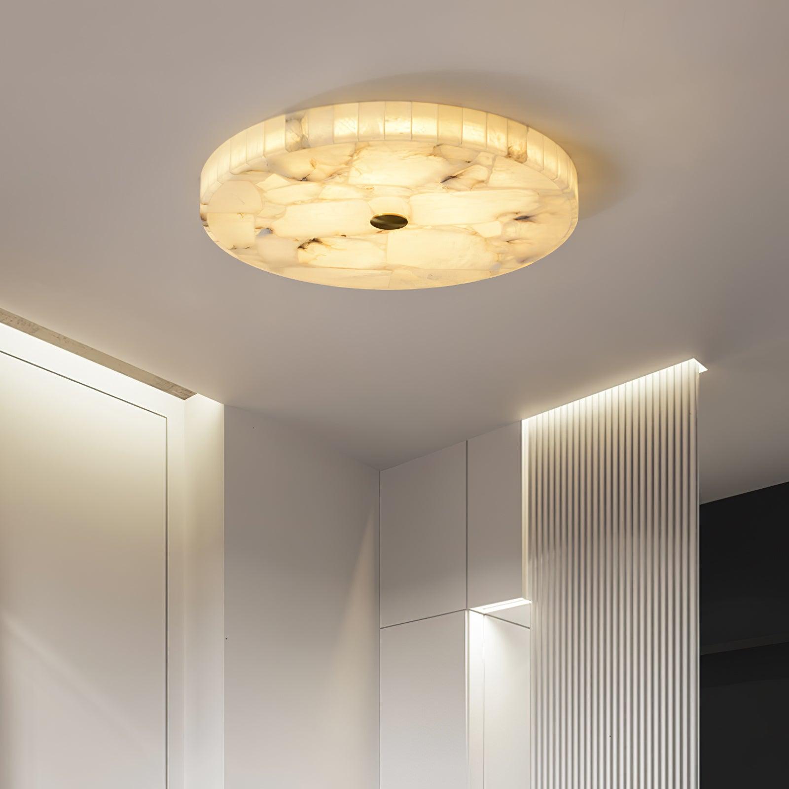 Lysande | Disk Shaped Alabaster Stone Flush Mount Ceiling Light