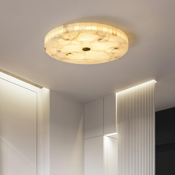 Lysande | Disk Shaped Alabaster Stone Flush Mount Ceiling Light
