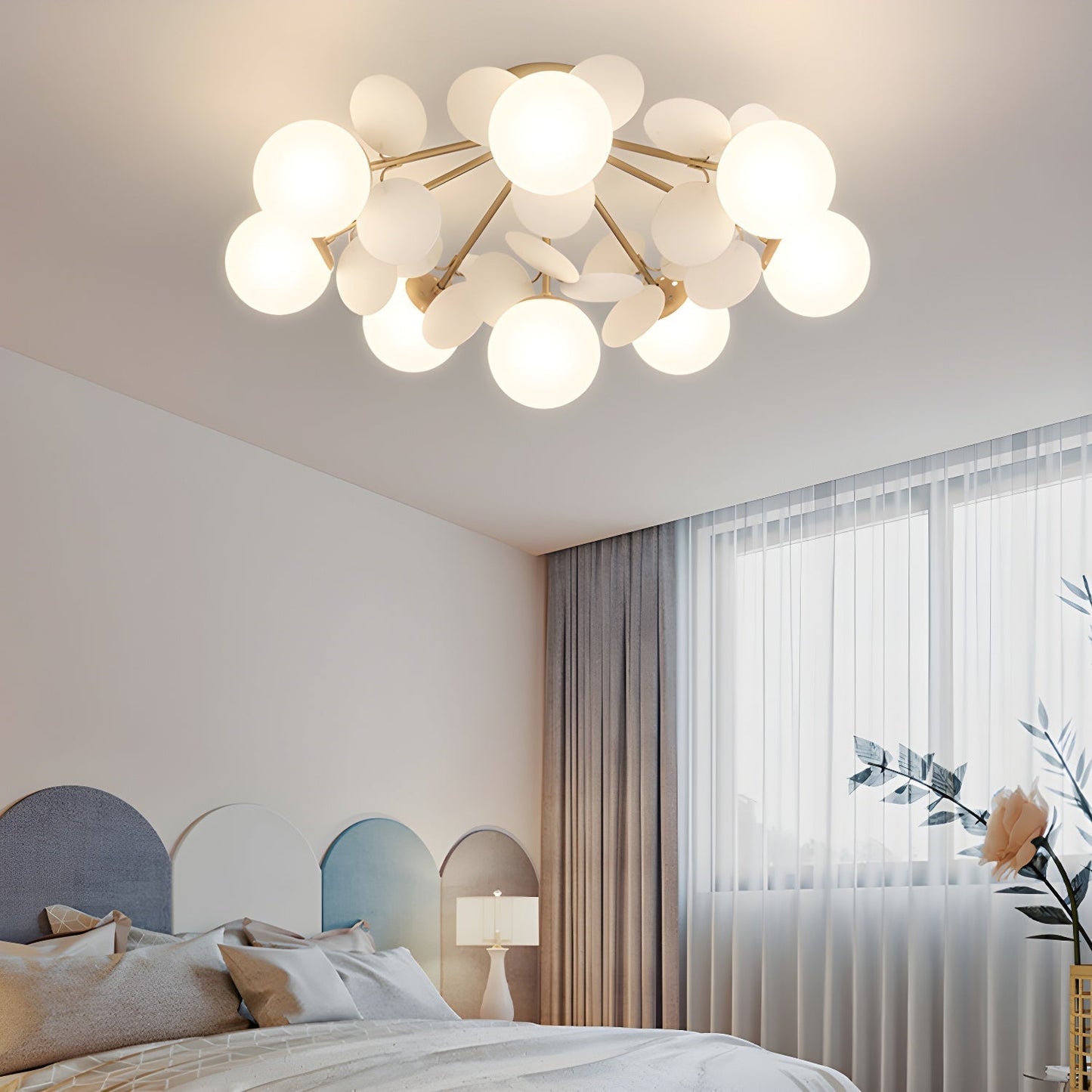 Kalythos | Sculptural Geometric Disc Cluster Semi Flush Mount Ceiling Light