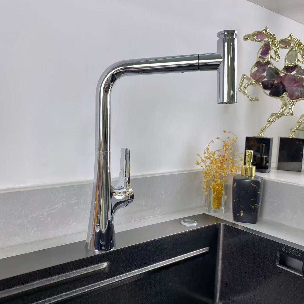 Kytherun | Modern L-Shaped Swivel Spout Kitchen Sink Mixer Tap