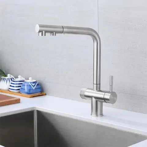 Nyvalla | Modern L-Shaped Retractable Spout Kitchen Sink Mixer Tap