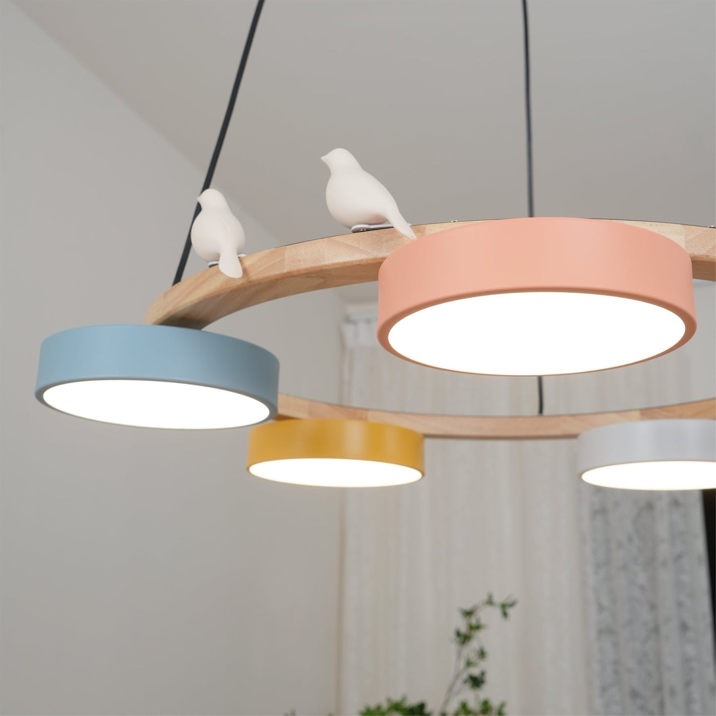 Naturaa | Nordic Wood and Metal Bird Design Chandelier